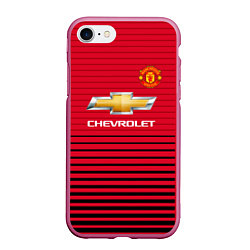 Чехол iPhone 7/8 матовый FC Manchester United: Away 18/19, цвет: 3D-малиновый