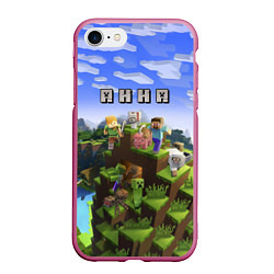 Чехол iPhone 7/8 матовый Майнкрафт: Анна, цвет: 3D-малиновый