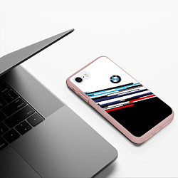 Чехол iPhone 7/8 матовый BMW BRAND COLOR БМВ, цвет: 3D-светло-розовый — фото 2