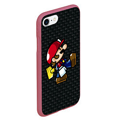 Чехол iPhone 7/8 матовый Super Mario: Black Brick, цвет: 3D-малиновый — фото 2