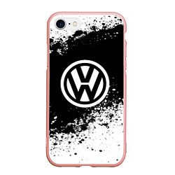 Чехол iPhone 7/8 матовый Volkswagen: Black Spray, цвет: 3D-светло-розовый