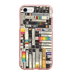 Чехол iPhone 7/8 матовый VHS-кассеты, цвет: 3D-светло-розовый