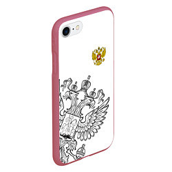 Чехол iPhone 7/8 матовый Russia: White Edition, цвет: 3D-малиновый — фото 2