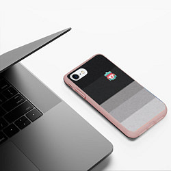 Чехол iPhone 7/8 матовый ФК Ливерпуль: Серый стиль, цвет: 3D-светло-розовый — фото 2