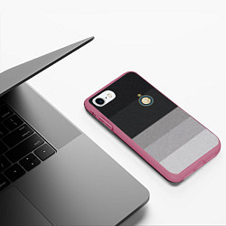 Чехол iPhone 7/8 матовый ФК Интер: Серый стиль, цвет: 3D-малиновый — фото 2