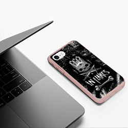 Чехол iPhone 7/8 матовый In Flames: Skeleton King, цвет: 3D-светло-розовый — фото 2