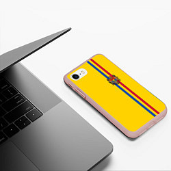 Чехол iPhone 7/8 матовый Молдавия: лента с гербом, цвет: 3D-светло-розовый — фото 2