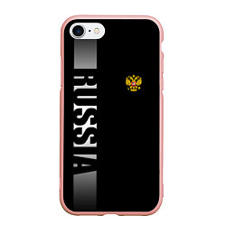 Чехол iPhone 7/8 матовый Russia: Black Line, цвет: 3D-светло-розовый