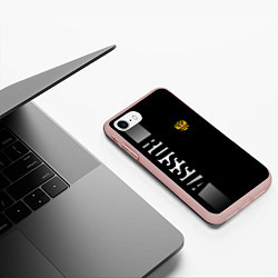 Чехол iPhone 7/8 матовый Russia: Black Line, цвет: 3D-светло-розовый — фото 2