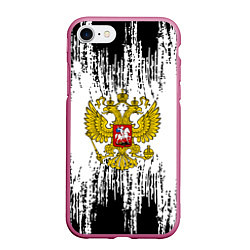 Чехол iPhone 7/8 матовый Russia: White Sport, цвет: 3D-малиновый