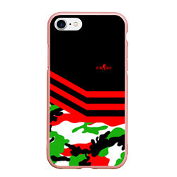 Чехол iPhone 7/8 матовый CS:GO Red Camo, цвет: 3D-светло-розовый