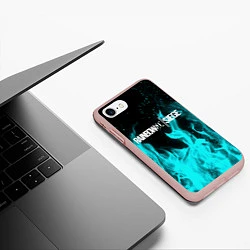 Чехол iPhone 7/8 матовый R6S: Turquoise Flame, цвет: 3D-светло-розовый — фото 2