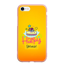 Чехол iPhone 7/8 матовый Happy Birthday, цвет: 3D-светло-розовый