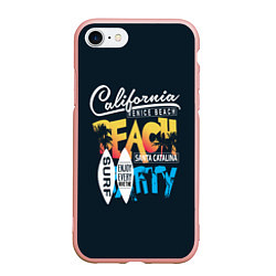 Чехол iPhone 7/8 матовый California Beach, цвет: 3D-светло-розовый