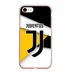 Чехол iPhone 7/8 матовый FC Juventus, цвет: 3D-светло-розовый