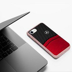 Чехол iPhone 7/8 матовый Mercedes Benz: Red Carbon, цвет: 3D-светло-розовый — фото 2