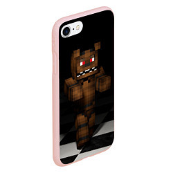 Чехол iPhone 7/8 матовый Minecraft: Freddy FNAF, цвет: 3D-светло-розовый — фото 2
