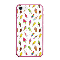Чехол iPhone 7/8 матовый Summer Mix, цвет: 3D-малиновый