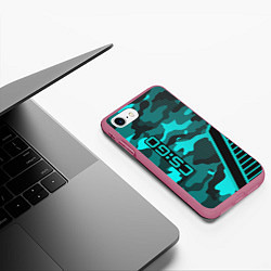 Чехол iPhone 7/8 матовый CS:GO Blue Camo, цвет: 3D-малиновый — фото 2