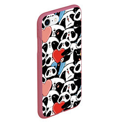 Чехол iPhone 7/8 матовый Милые панды, цвет: 3D-малиновый — фото 2
