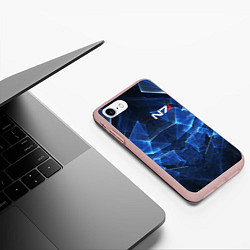 Чехол iPhone 7/8 матовый Mass Effect: Blue Armor N7, цвет: 3D-светло-розовый — фото 2