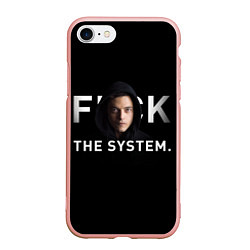 Чехол iPhone 7/8 матовый F*ck The System: Mr Robot, цвет: 3D-светло-розовый