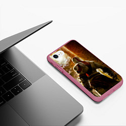 Чехол iPhone 7/8 матовый Генерал Кратос, цвет: 3D-малиновый — фото 2