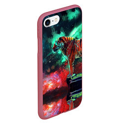 Чехол iPhone 7/8 матовый Мистик тигр, цвет: 3D-малиновый — фото 2