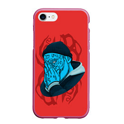 Чехол iPhone 7/8 матовый Jeembo Grime, цвет: 3D-малиновый