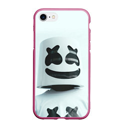 Чехол iPhone 7/8 матовый Satisfied Marshmello, цвет: 3D-малиновый