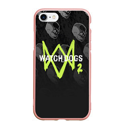 Чехол iPhone 7/8 матовый Watch Dogs 2: Skulls Pattern, цвет: 3D-светло-розовый