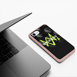 Чехол iPhone 7/8 матовый Watch Dogs 2: Skulls Pattern, цвет: 3D-светло-розовый — фото 2