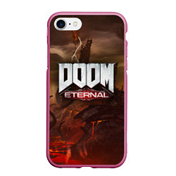 Чехол iPhone 7/8 матовый DOOM: Eternal, цвет: 3D-малиновый