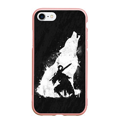 Чехол iPhone 7/8 матовый Dark Souls: Howling Wolf, цвет: 3D-светло-розовый
