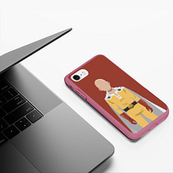 Чехол iPhone 7/8 матовый One Punch Man, цвет: 3D-малиновый — фото 2