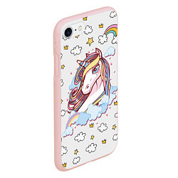 Чехол iPhone 7/8 матовый Единорог на облаках, цвет: 3D-светло-розовый — фото 2