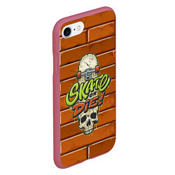 Чехол iPhone 7/8 матовый Skate or Die: Skull Style, цвет: 3D-малиновый — фото 2