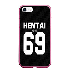Чехол iPhone 7/8 матовый Hentai 69: Black Style, цвет: 3D-малиновый