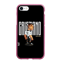 Чехол iPhone 7/8 матовый CR7JUVE, цвет: 3D-малиновый