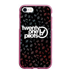 Чехол iPhone 7/8 матовый 21 Pilots: English Alphabet, цвет: 3D-малиновый