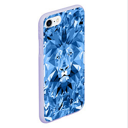 Чехол iPhone 7/8 матовый Сине-бело-голубой лев, цвет: 3D-светло-сиреневый — фото 2