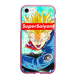 Чехол iPhone 7/8 матовый DBZ: Super Saiyan, цвет: 3D-малиновый