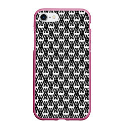 Чехол iPhone 7/8 матовый TES: White Pattern, цвет: 3D-малиновый