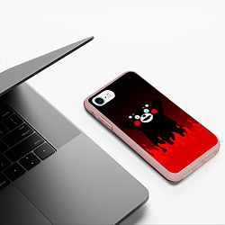 Чехол iPhone 7/8 матовый Kumamon: Hell Flame, цвет: 3D-светло-розовый — фото 2