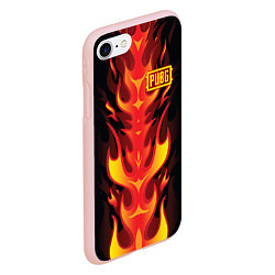 Чехол iPhone 7/8 матовый PUBG: Hell Flame, цвет: 3D-светло-розовый — фото 2