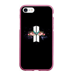 Чехол iPhone 7/8 матовый BTS: Floral Minimalist, цвет: 3D-малиновый