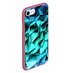 Чехол iPhone 7/8 матовый Бирюзовые грани, цвет: 3D-малиновый — фото 2