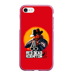 Чехол iPhone 7/8 матовый RDR 2: Cowboy, цвет: 3D-малиновый