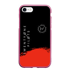 Чехол iPhone 7/8 матовый 21 Pilots: Red & Black, цвет: 3D-малиновый