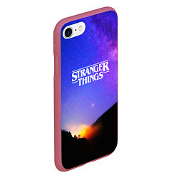 Чехол iPhone 7/8 матовый Stranger Things: Space Rising, цвет: 3D-малиновый — фото 2